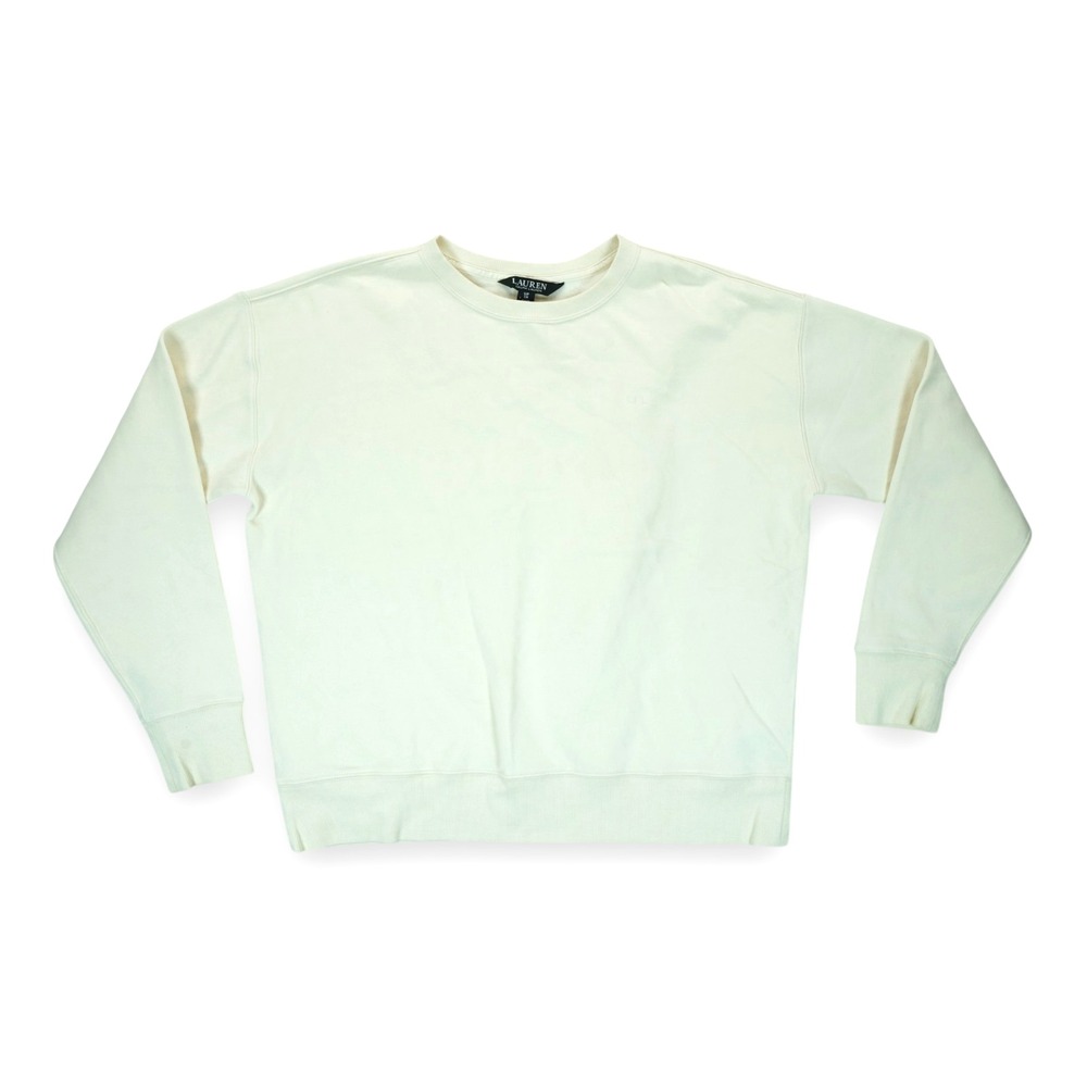 NWOT Lauren Ralph Lauren Women's Cotton Crew Neck Sweater Ivory Small